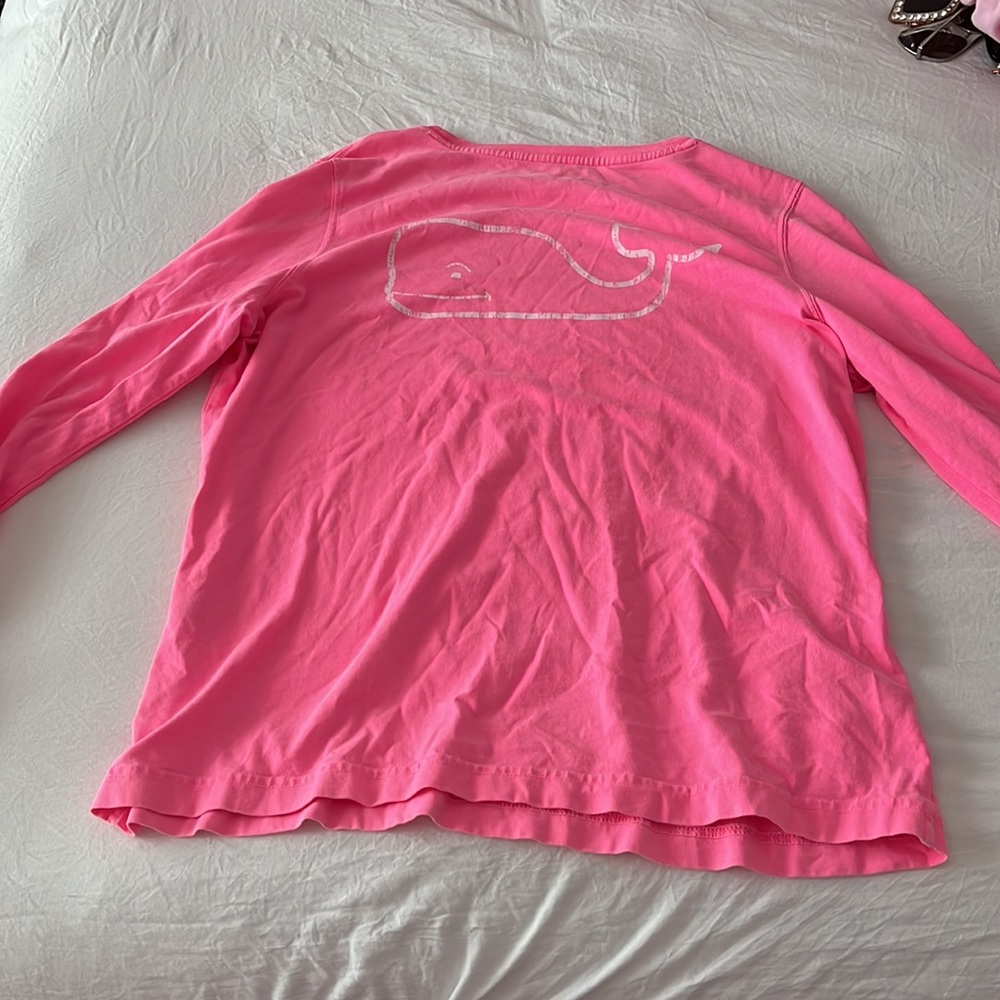 Vineyard Vines bright pink long sleeve shirt size L EUC